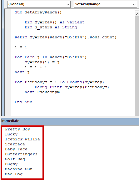 Set an Array with VBA in Excel