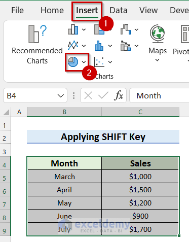 Pie Chart to Select Data in Excel for Graph
