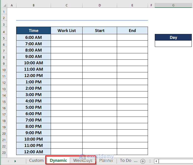 How to create a dynamic weekly calendar in Excel