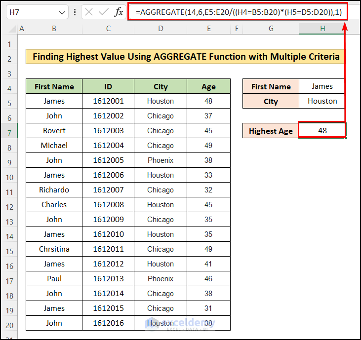Find the nth largest Value Using AGGREGATE Function with Multiple Criteria