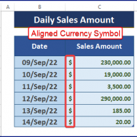 Aligning Currency Symbol in Excel