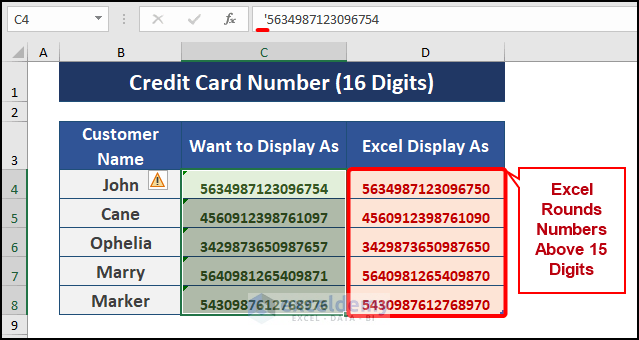 Stopping Excel From Rounding 16 Digit Numbers
