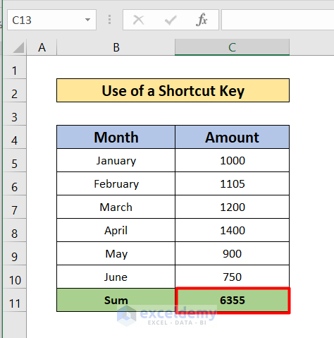 Use a Shortcut Key to Autosum Column in Excel