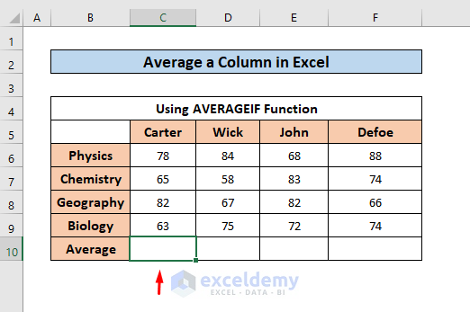 average a column with criteria