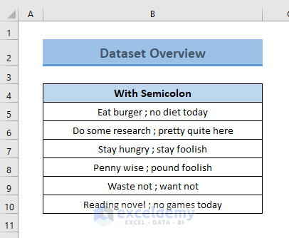 Dataset to Change semicolon to Comma in Excel