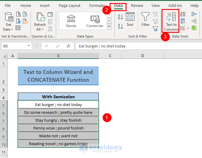 Text to Column feature