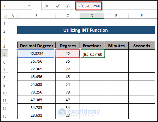 Managing INT Function to Convert Decimal Coordinates to Degrees Minutes Seconds in Excel