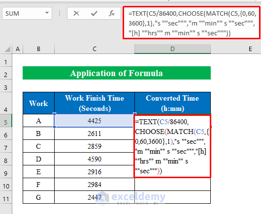 Apply Formula to Convert Seconds to Hours, Minutes, and Seconds