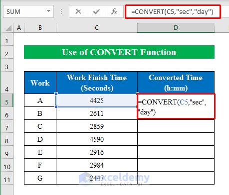 Use CONVERT Function to Convert Seconds to Hours and Minutes