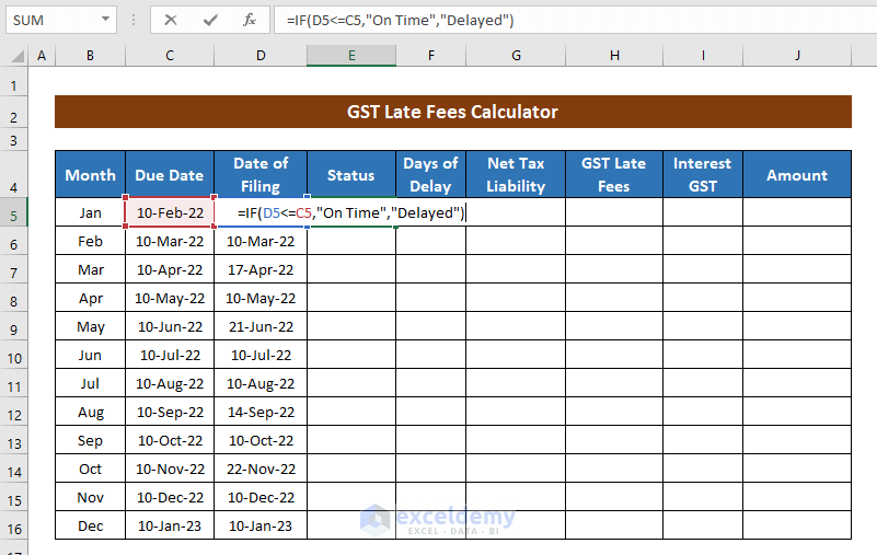 Formula to Find GST Filing Status