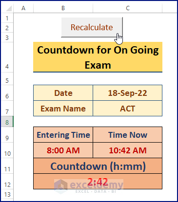 Recalculate Active Worksheet using Calculate Button