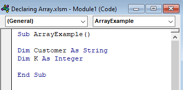 Declare Array and Insert variable in Excel VBA