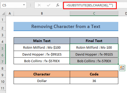 Removing Character Using Code with Function in Excel