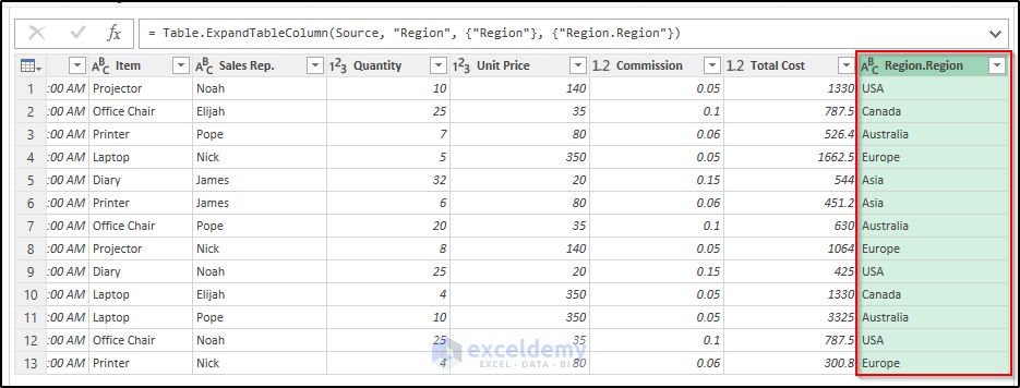 Import Combined Table Using Power Query in Excel
