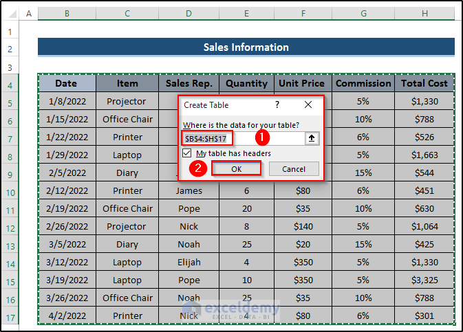 Convert Dataset into Table to Combine Two Tables Using Power Query in Excel