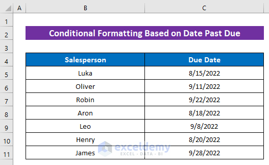 How to Use Conditional Formatting Based on Past or Due Date in Excel