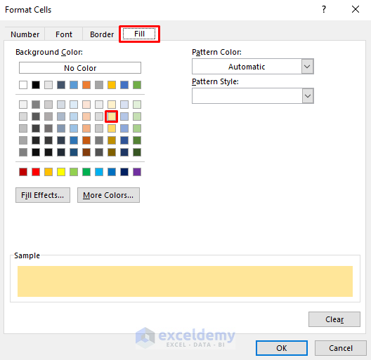 Choosing Fill Color in New Rule Command of Conditional Formatting to Highlight Past Due Date