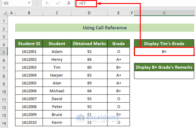 Using Cell Reference to Display Text from Another Cell