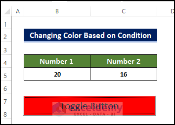toggle button color changed according to the logical caondition.