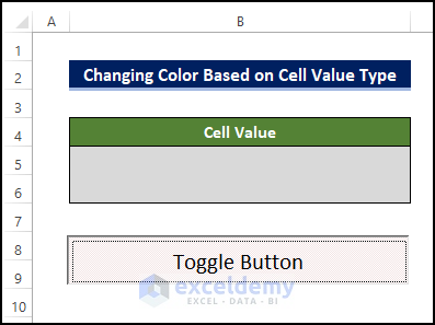 toggle button color changed based on cell value type 