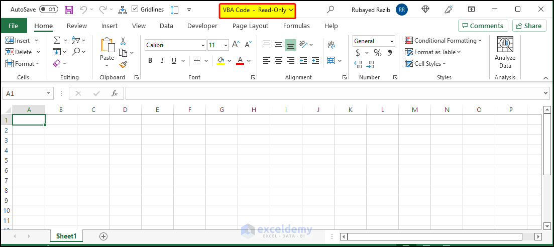 excel file open with the read only extension.