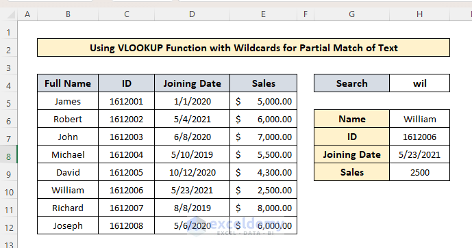 VLOOKUP Partial Match with WildCards in Table Array