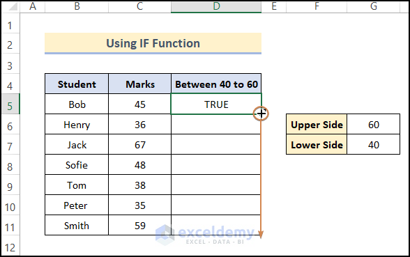 Using IF Function to Check if Value is Between Two Numbers 