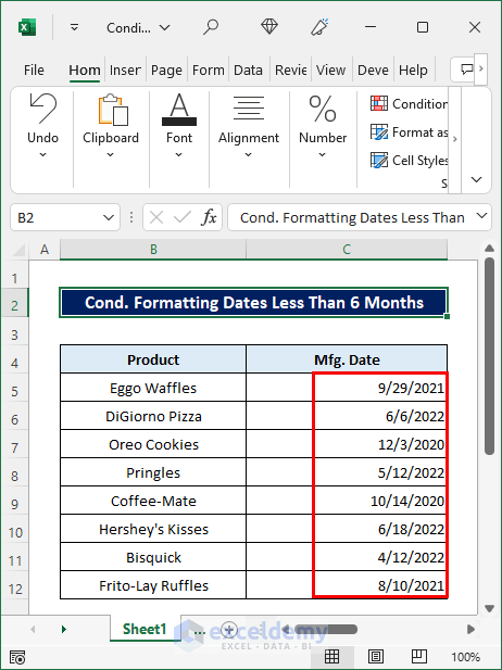 excel conditional formatting date less than 6 months from today
