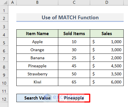 Use MATCH Function to Find Column Number in Excel