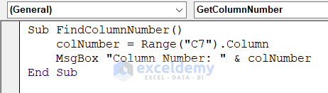 Excel VBA to Search Column Number Based on Cell Value