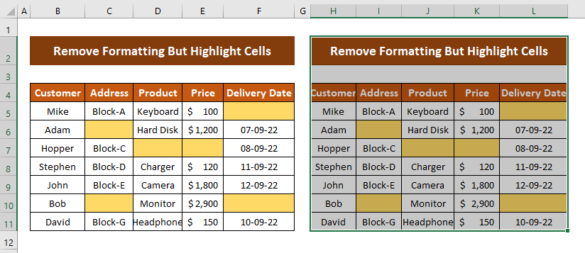 Paste the Highlighted Blank Cells