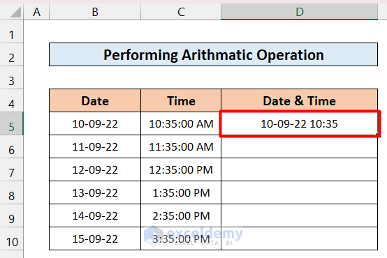 Perform Arithmetic Operation to Add Date and Time