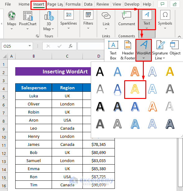 Using Excel WordArt to Add Draft Watermark
