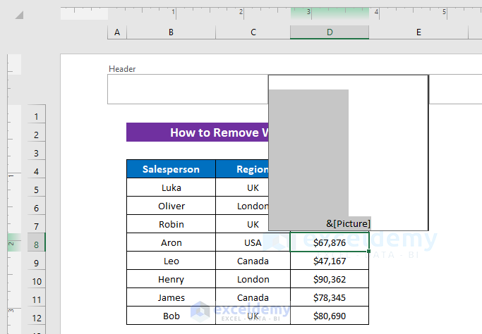 How to Remove Draft Watermark in Excel