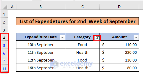 How to Average Filtered Data in Excel