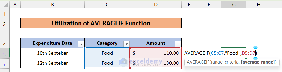 Utilizing AVERAGEIF Function to Average Filtered Data in Excel