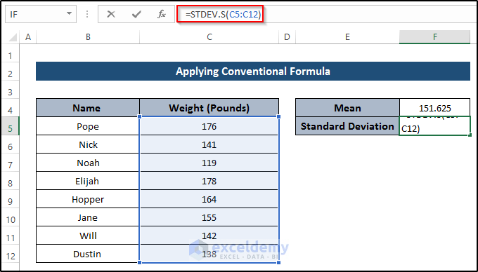 Using Conventional Formula to Calculate Confidence Interval in Excel 