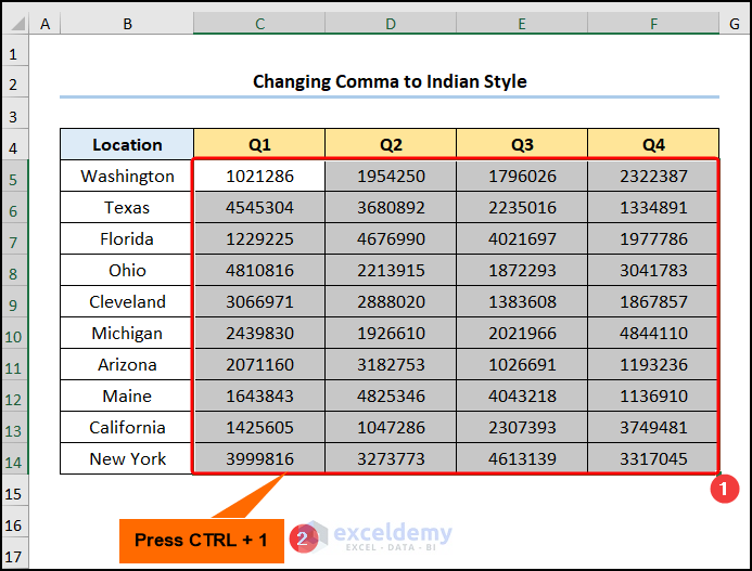 How to Change Comma Style to Indian Style in Excel 