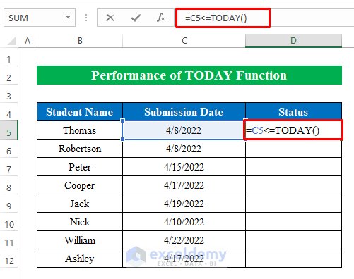 Perform TODAY Function to Compare If Date Is Before Another Date 