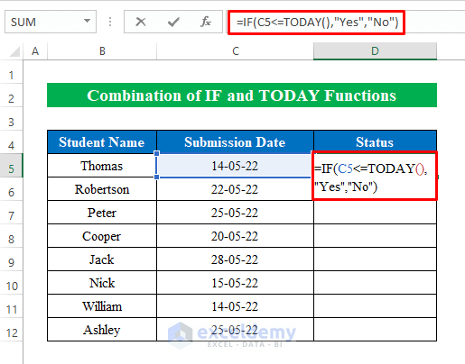 Combine IF and TODAY Functions to Compare If Date Is Before Another Date