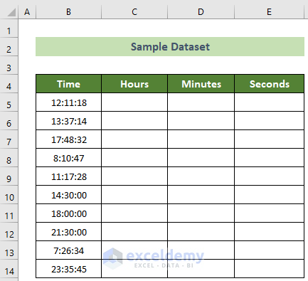 Sample Dataset to Convert Time to Decimal in Excel