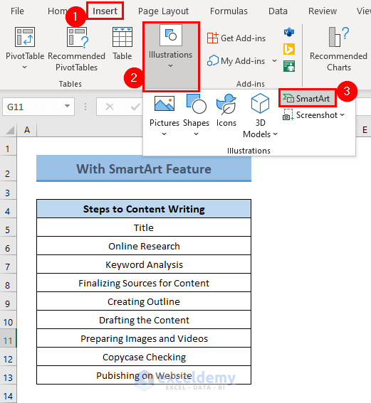 Use SmartArt Feature to Create Mind Map in Excel