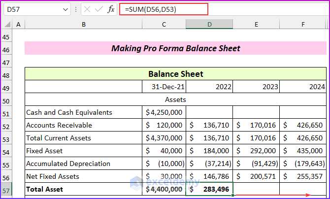Total Assets: Create Pro Forma Financial Statements in Excel