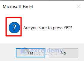 Example 2 to create a dialog box in excel