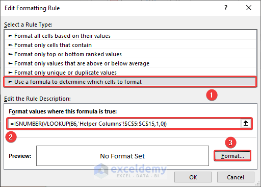 Edit Formatting Rule Window