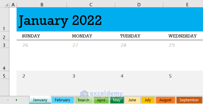 Created Monthly Calendar from Premade Templates