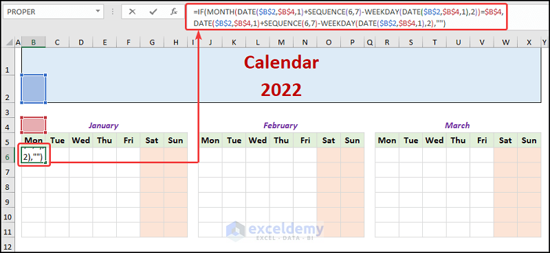 Utilize Excel Functions to Make Dynamic Calendar