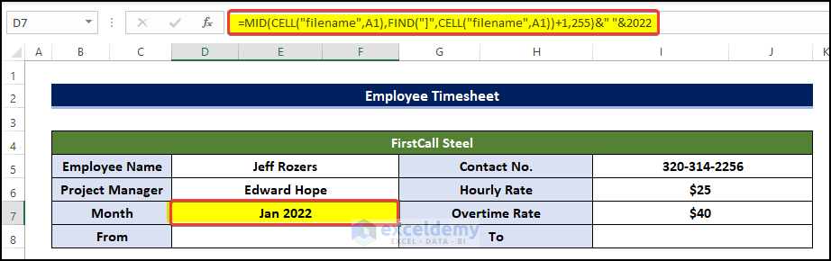 Formalize Basic Information Employee for Timesheet