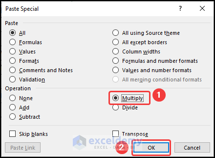 Select Multiply Option
