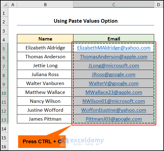 Pasting Links as Values